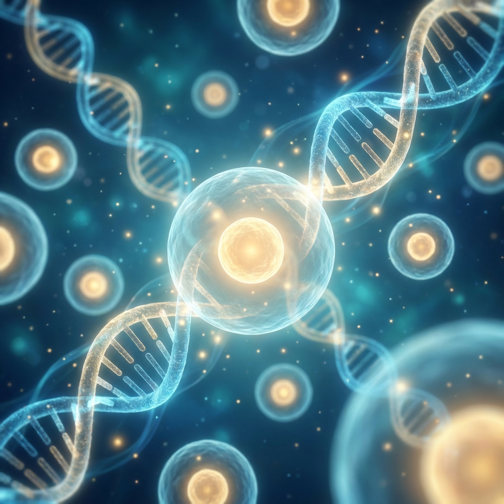 Glowing cell structures representing stem cell therapy and regenerative medicine advancements in 2026