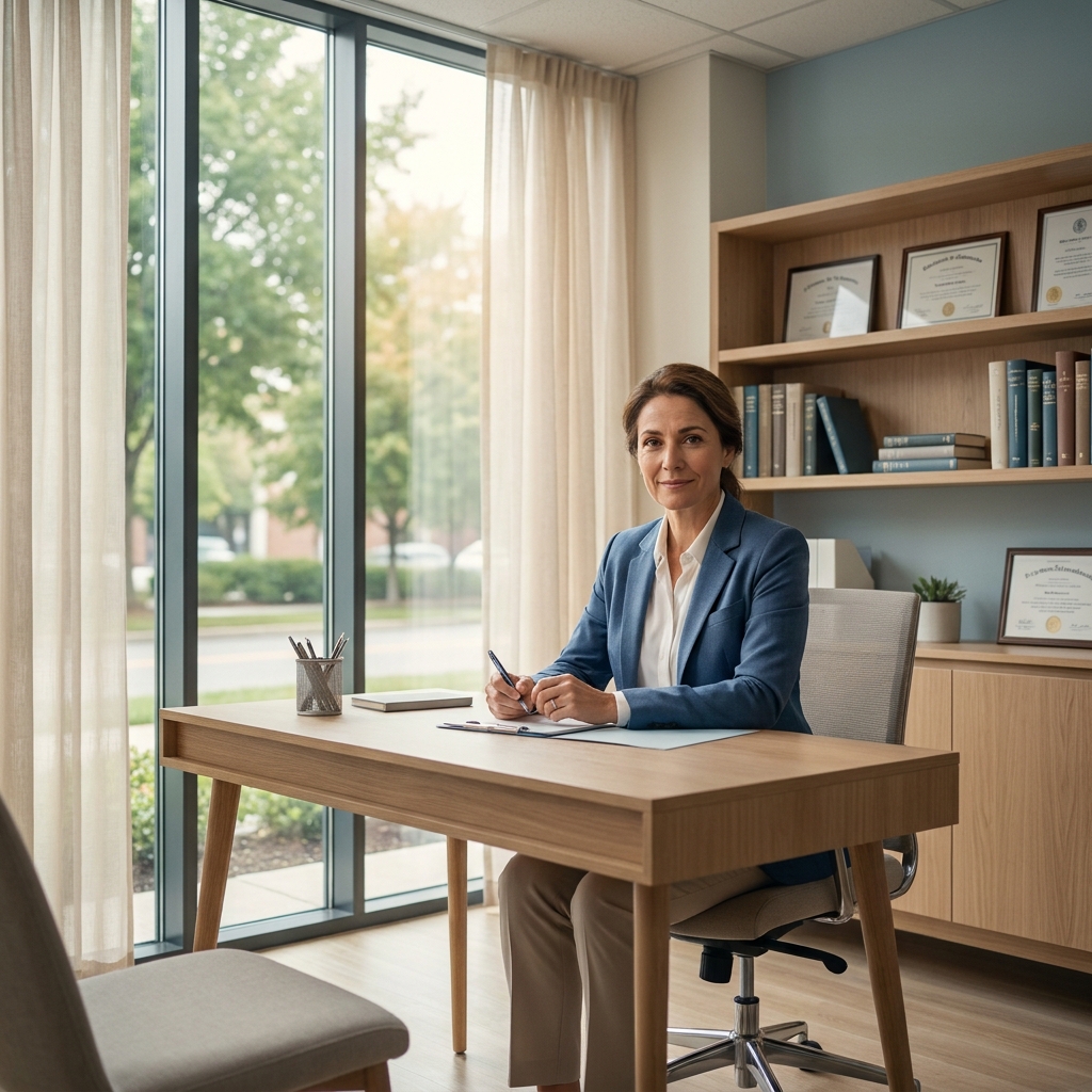 Compassionate pain management doctor in a modern clinic, representing expert chronic pain management doctor perspectives.