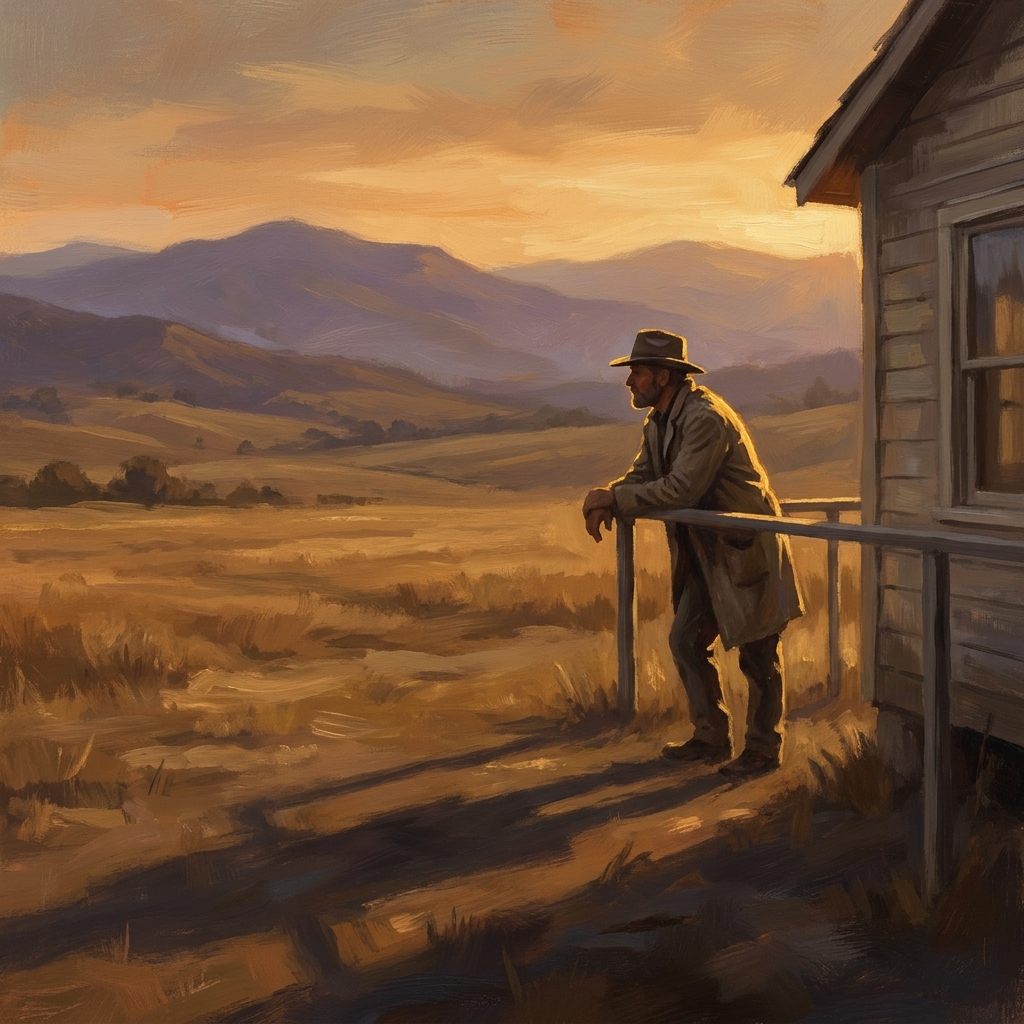 Rural doctor standing outside a small-town clinic at golden hour, reflecting rural healthcare access doctor challenges