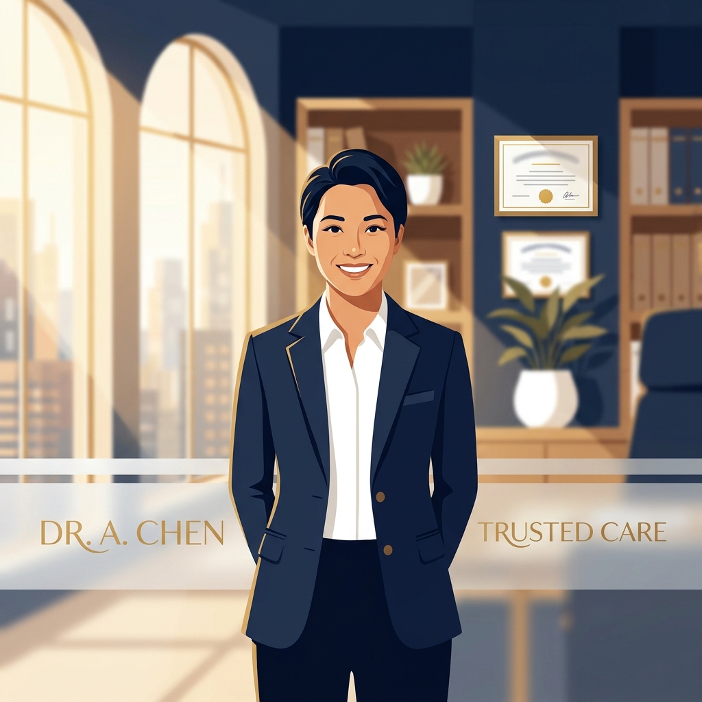 Confident doctor in a modern medical practice office representing healthcare public relations for medical practices