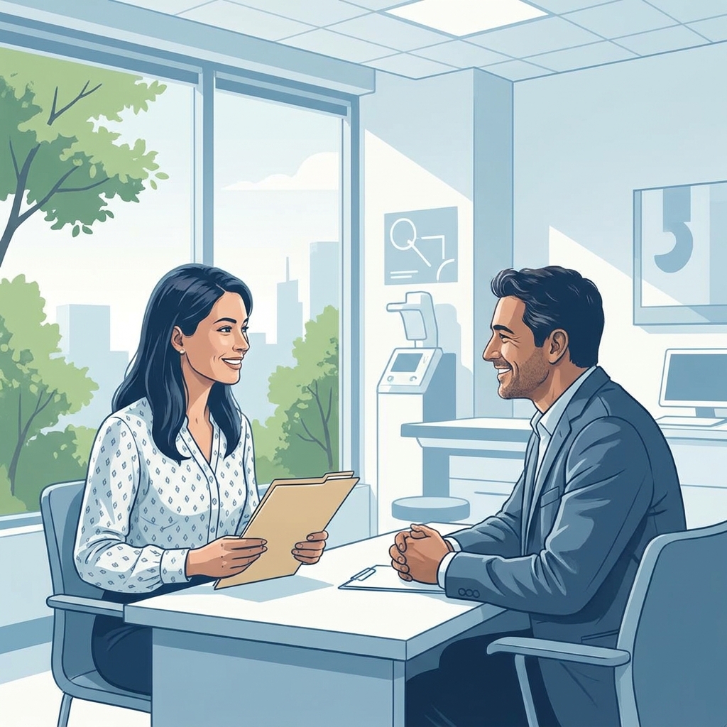Patient confidently consulting a doctor, illustrating the importance of seeking a second opinion medical diagnosis