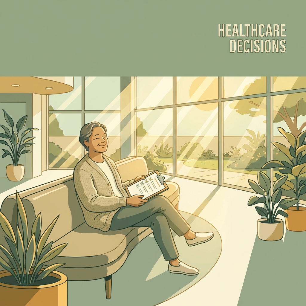 Person confidently reviewing a checklist in a modern detoxification center waiting room