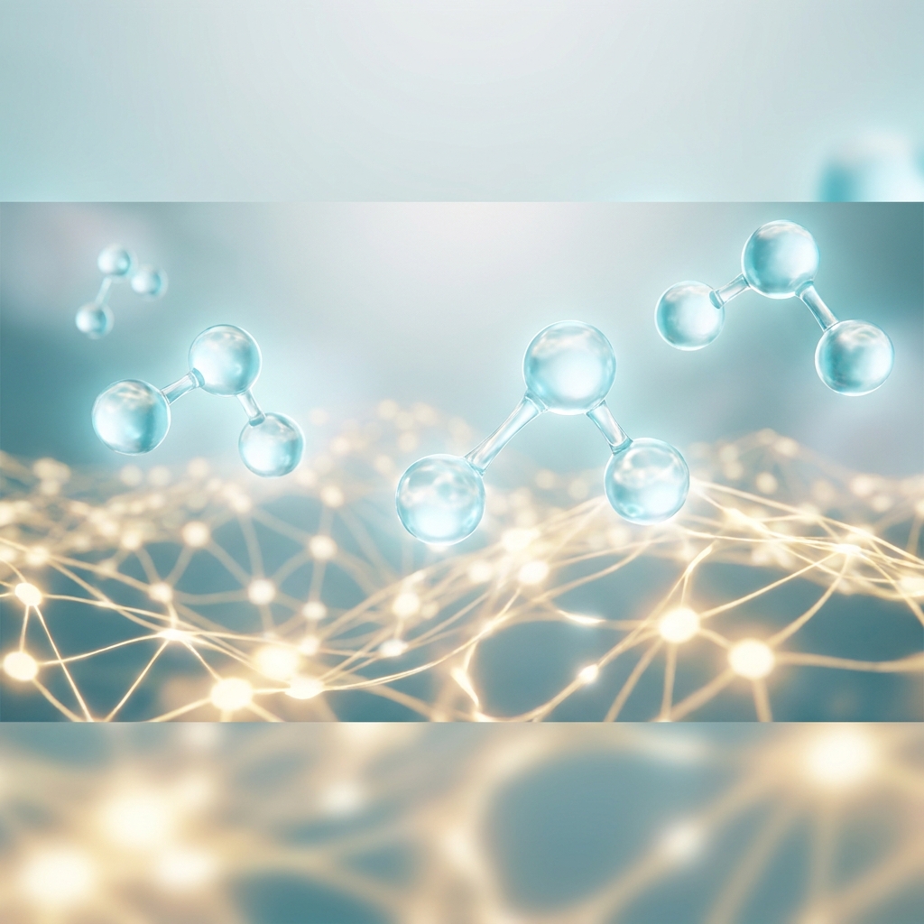 Glowing ozone molecules and radiant cellular structures representing the science and healing potential of ozone therapy