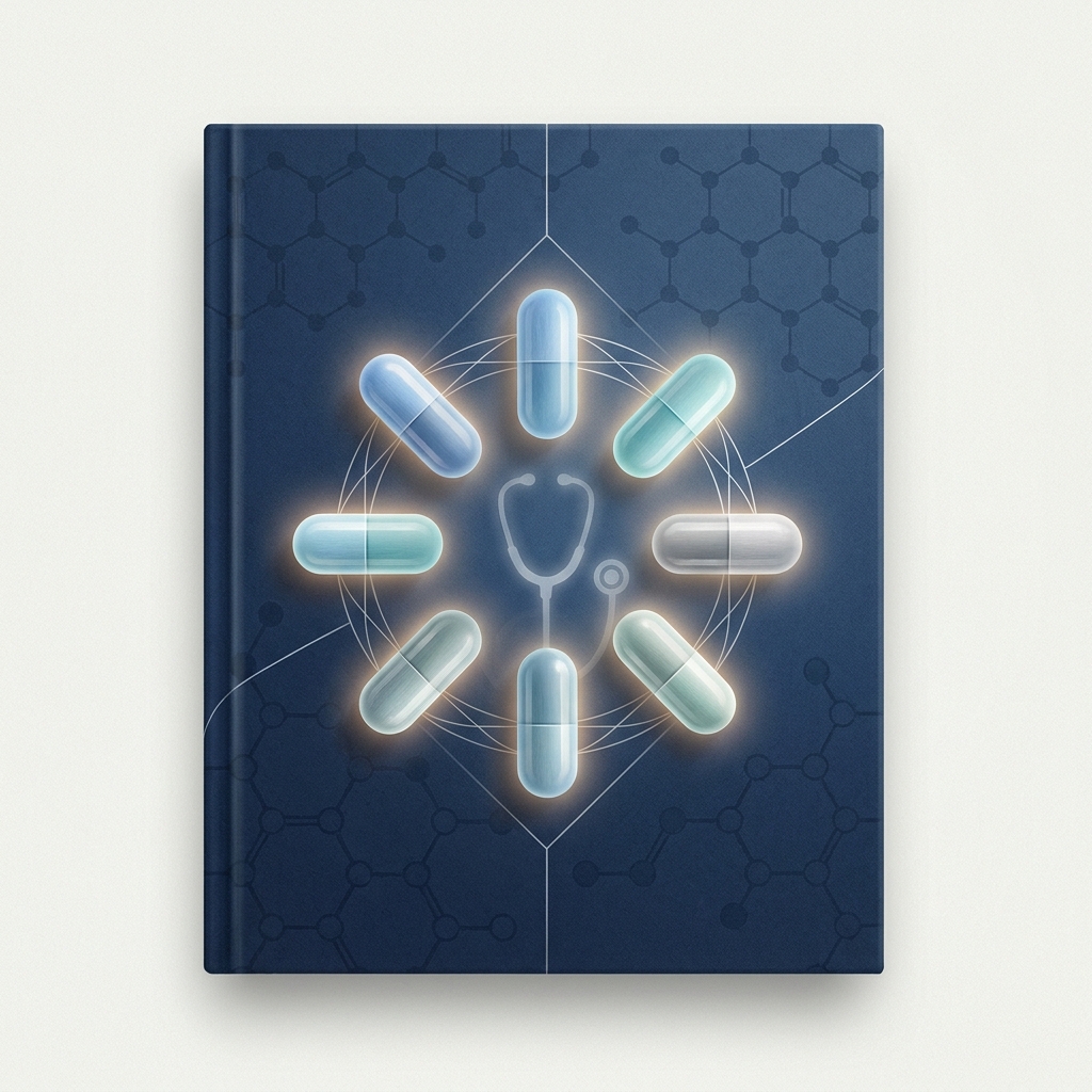 Magnesium health benefits physician guide illustration showing nine supplement forms in glowing capsule arrangement