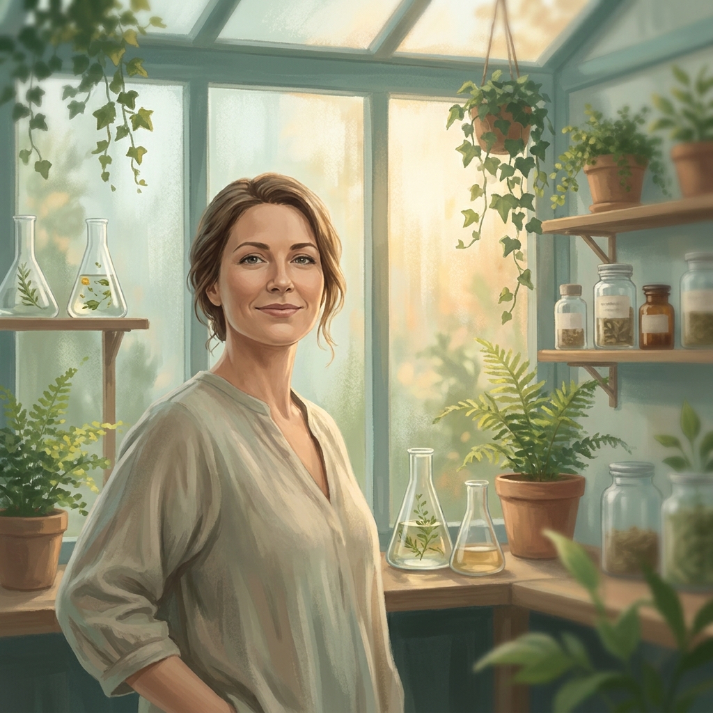Woman in a serene botanical wellness space representing the best detox cleanse for women