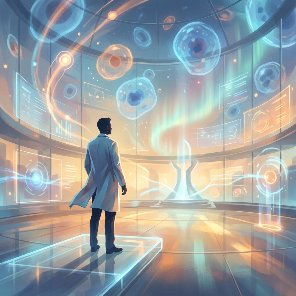 Visionary physician in a futuristic regenerative medicine environment — regenerative medicine doctor spotlight 2026