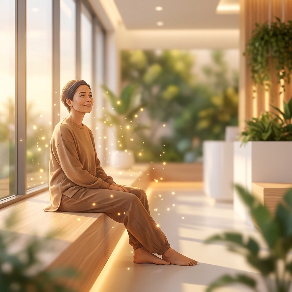 Patient experiencing hope and renewal through wound care healing advanced treatments in a modern regenerative medicine clinic