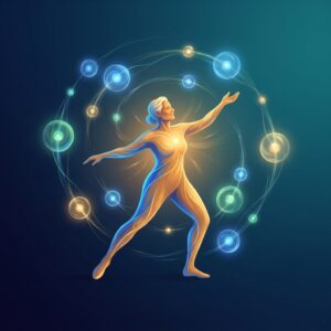 Glowing conceptual illustration representing cellular renewal and healthy aging supplements supporting the body's natural repair system.