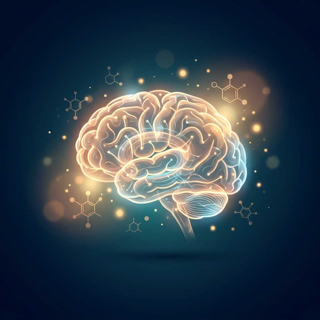 Glowing brain with neural networks and molecular structures representing Dr. Sanjay Gupta supplements for brain health