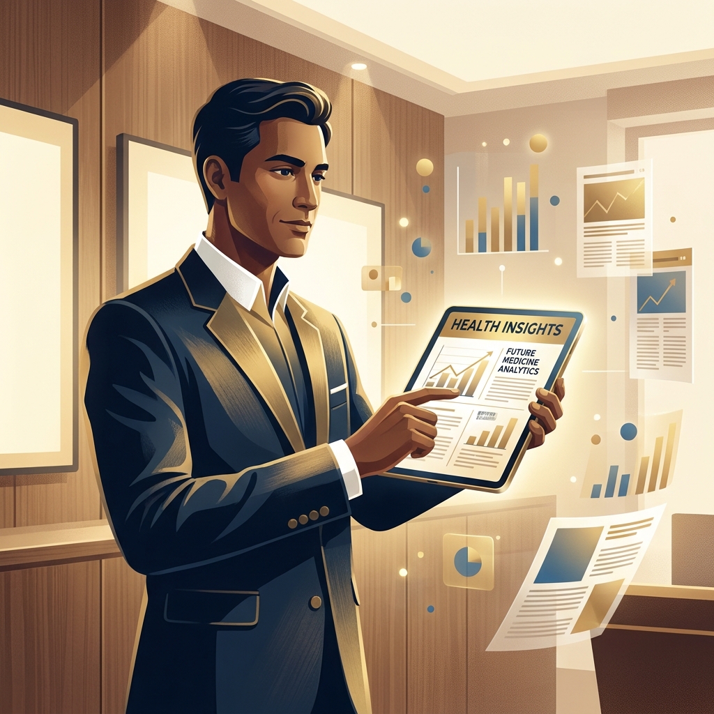 Physician reviewing health and wellness content on a tablet, representing physician-authored editorial partnerships for medical brands.