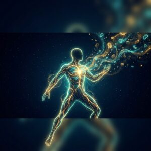 Glowing athletic silhouette representing cellular regeneration and post workout recovery supplements