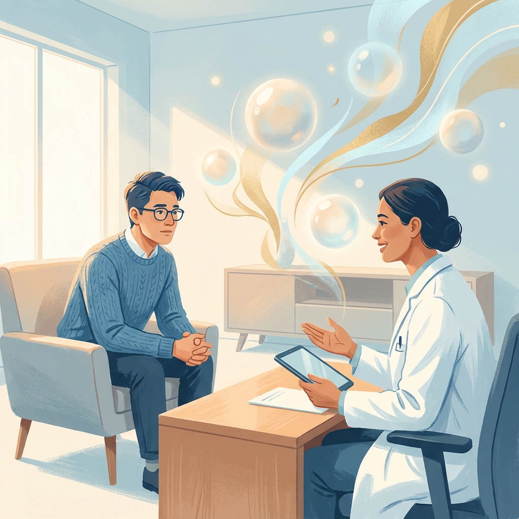 Patient consulting with physician about stem cell therapy, representing informed medical decision-making in 2026.