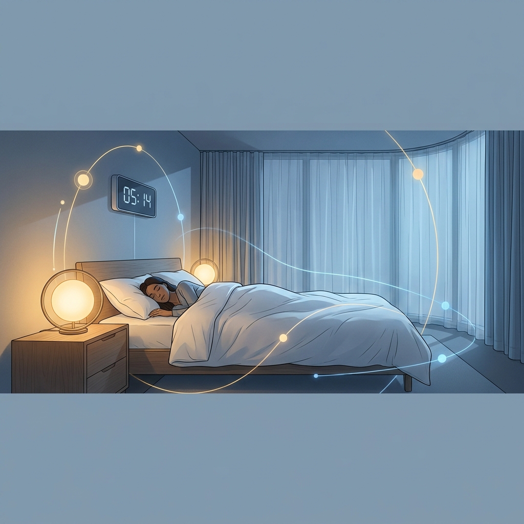 Serene modern bedroom with optimal sleep environment illustrating sleep medicine doctor tips for better rest