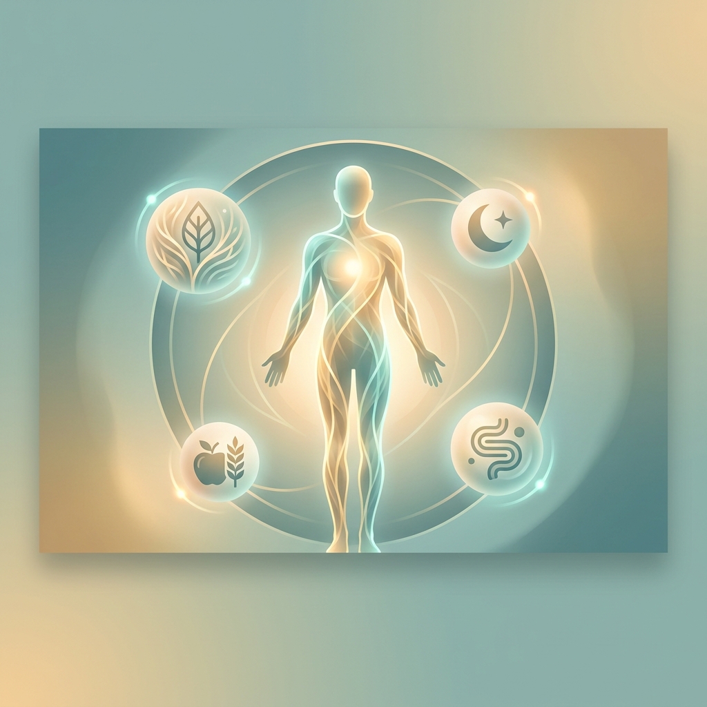 Glowing balanced human silhouette illustrating immune system health boost doctor tips through harmony and equilibrium