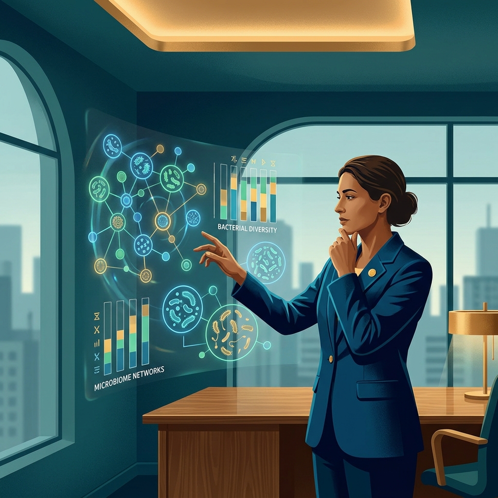 Physician reviewing gut microbiome testing data visualization, representing clinical value for doctors in 2026.