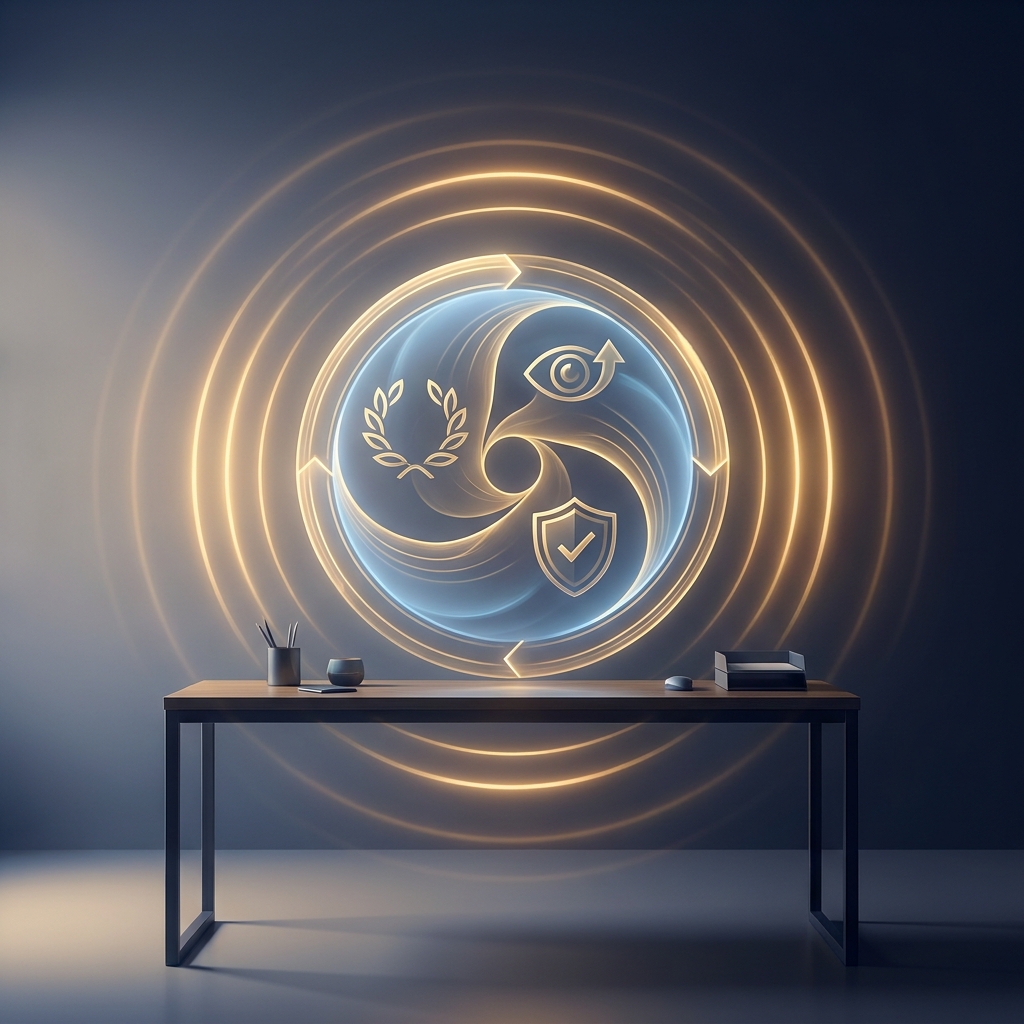 Glowing authority flywheel illustration representing medical practice branding visibility strategies and compounding patient trust