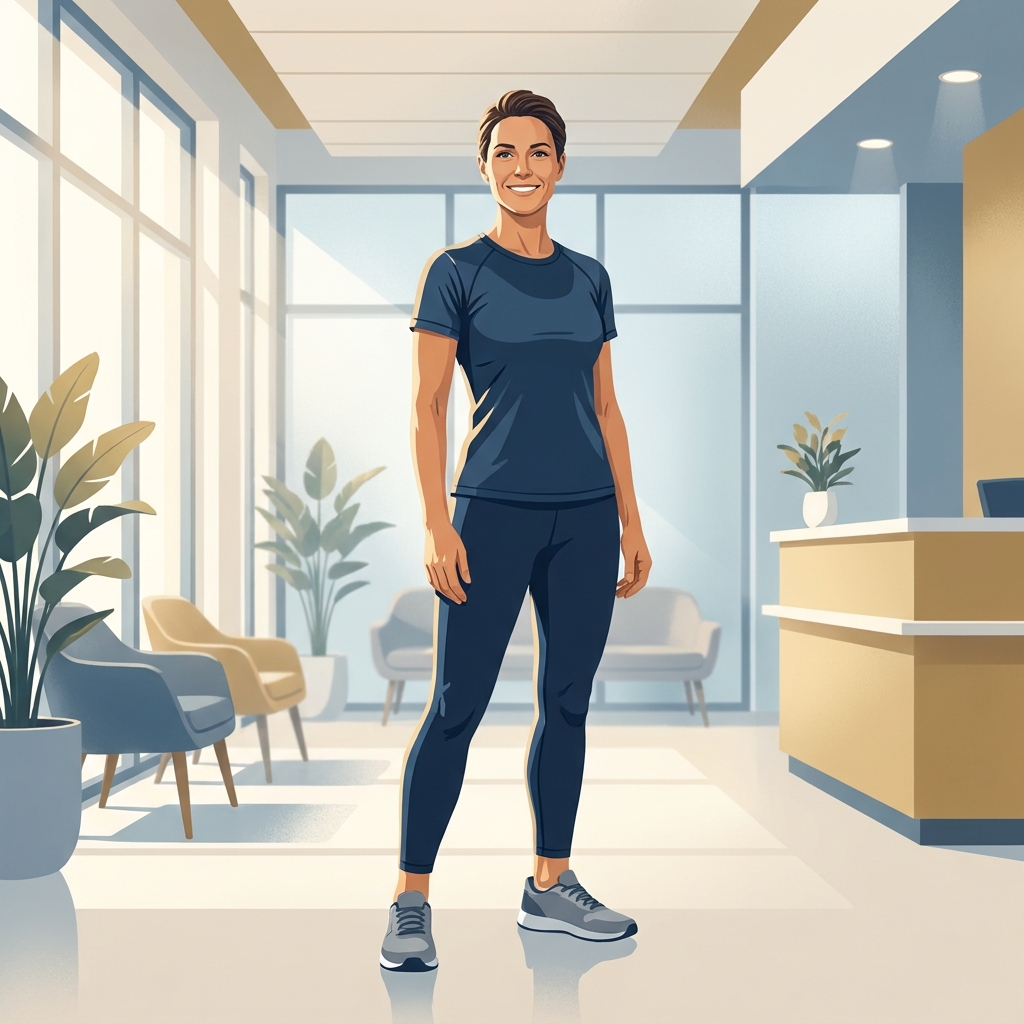 Fit adult athlete standing confidently in a modern sports medicine clinic — sports medicine athlete health doctor guide