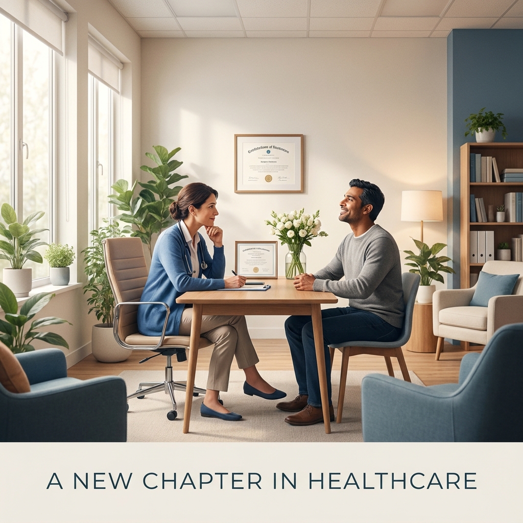 Doctor consulting with a patient for chronic fatigue syndrome diagnosis and treatment in a modern medical office