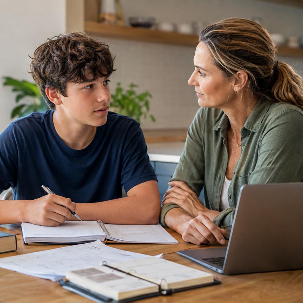 Parent and teen discuss school challenges