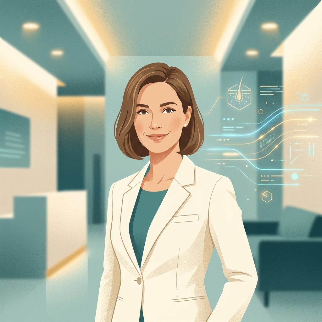 Board-certified dermatologist in a modern clinic representing 2026 dermatology skin health doctor insights