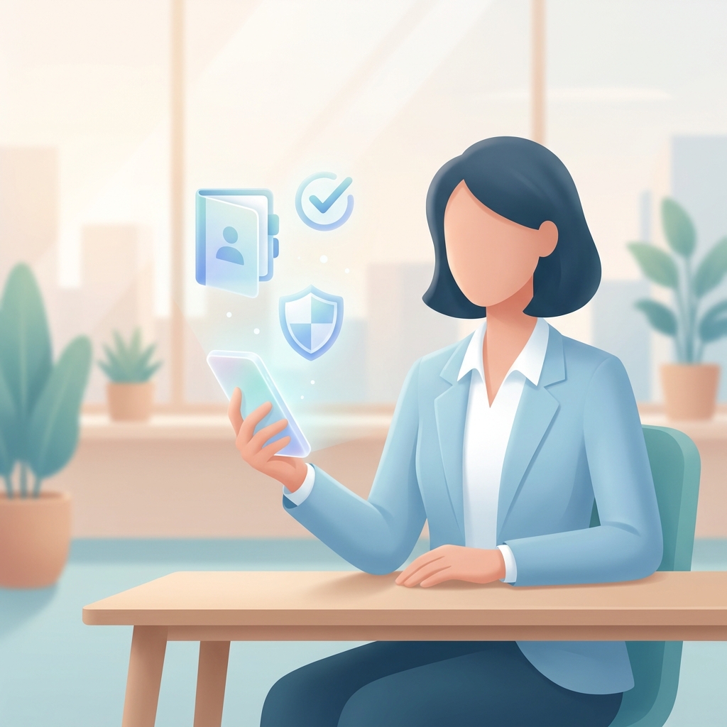 Illustration of a person safely looking up a United Healthcare providers phone number on a smartphone