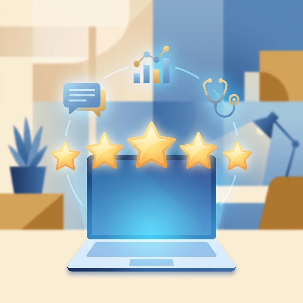 Illustration of glowing star ratings representing how Healthgrades ratings work