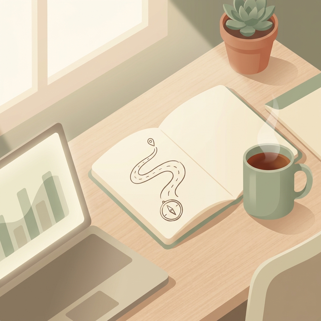 Illustration of a research desk symbolizing evaluating the integrative health practitioner institute path