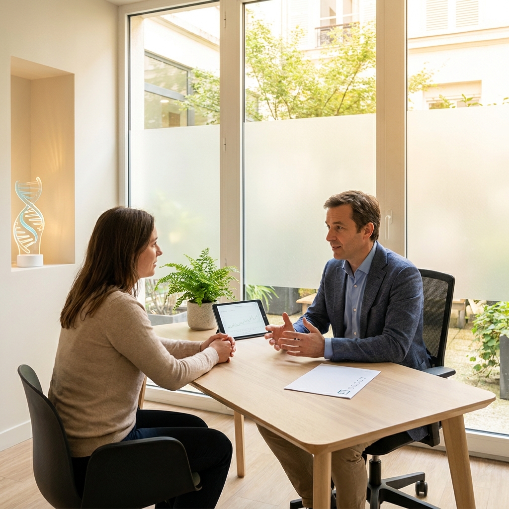 Doctor and patient discuss vetting a Lynch Regenerative Medicine physician-led practice