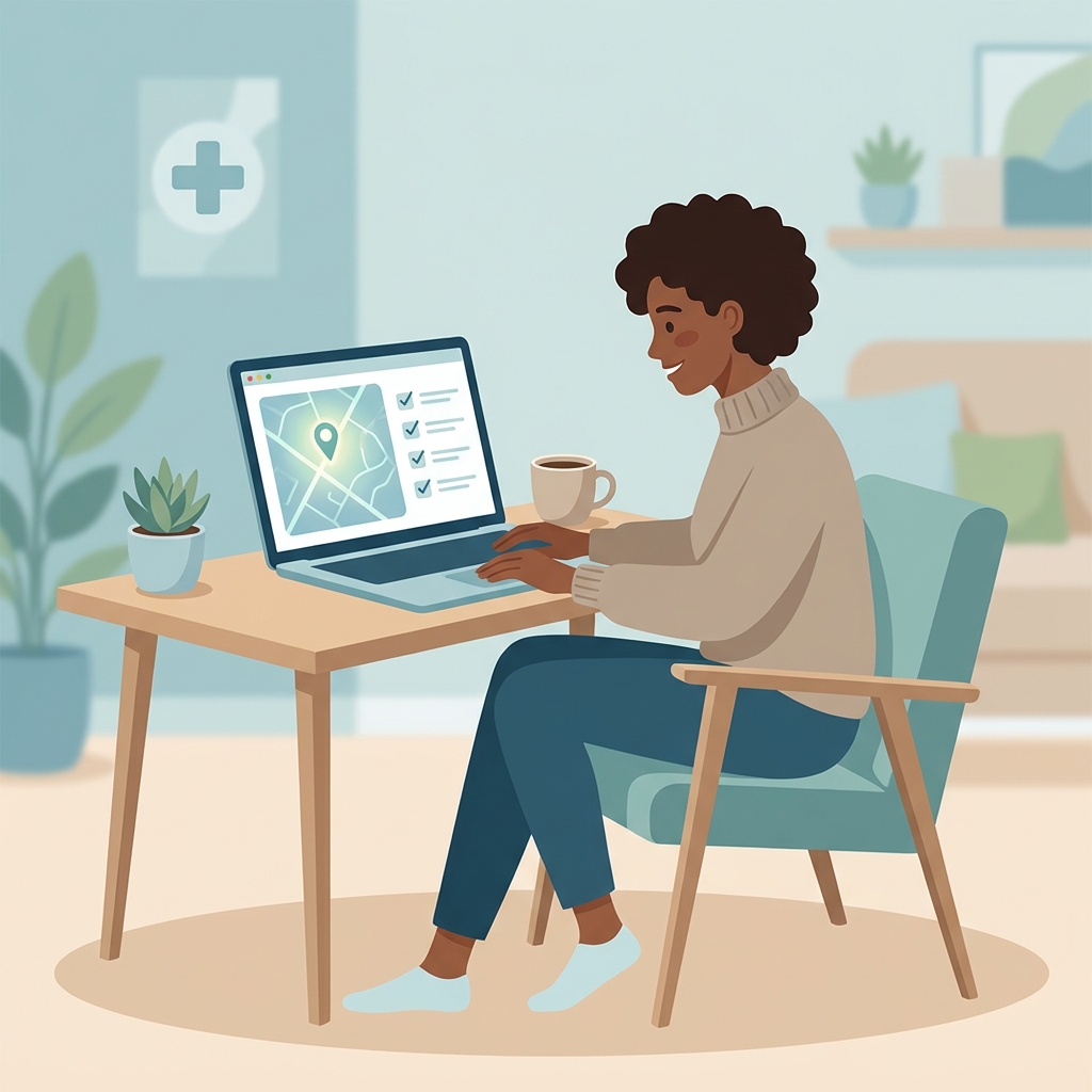 Person searching online for a Molina Healthcare providers list on a laptop