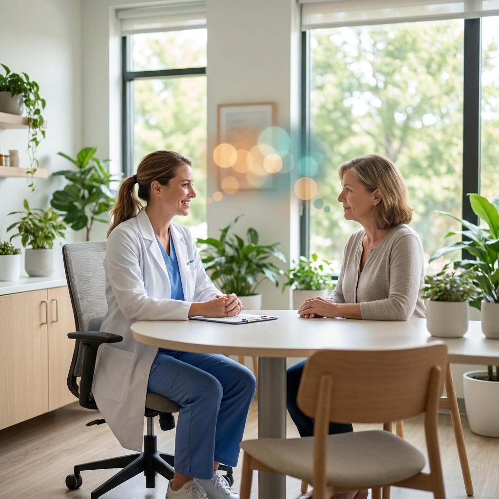 Doctor and patient connecting warmly, representing Spanish for medical professionals in healthcare