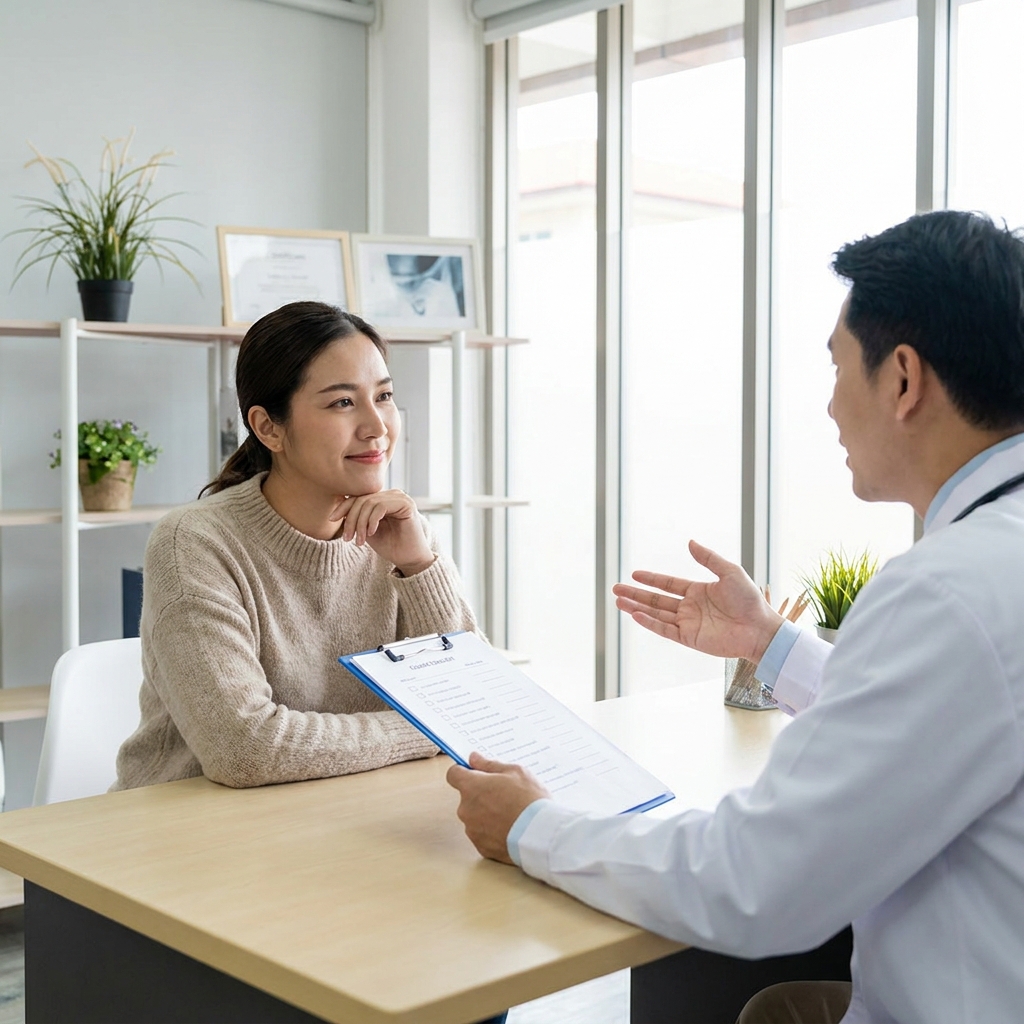 Patient reviewing questions before a consultation at Regenerative Medicine of Raynham