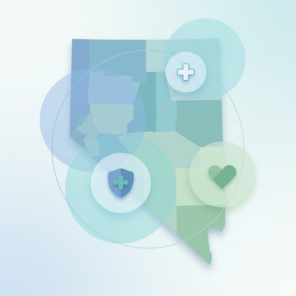 Stylized map illustrating overlapping Healthcare of Nevada providers networks