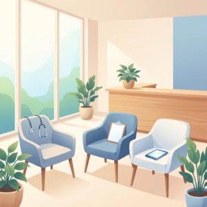 Modern clinic illustrating the 3 types of healthcare providers patients may see