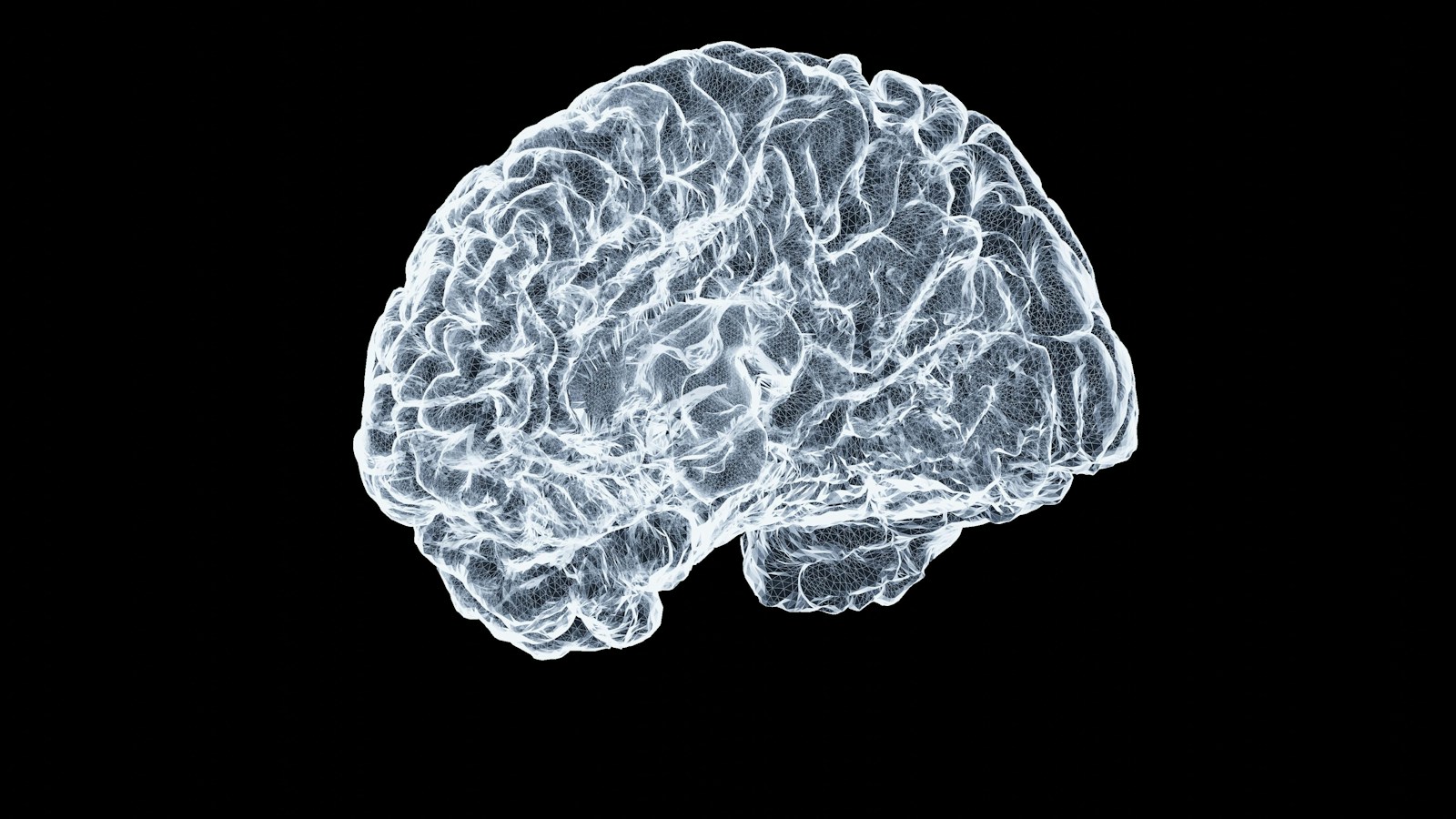 Close-up of a human brain on a black background, illustrating neuroimaging endpoints in CNS clinical trials